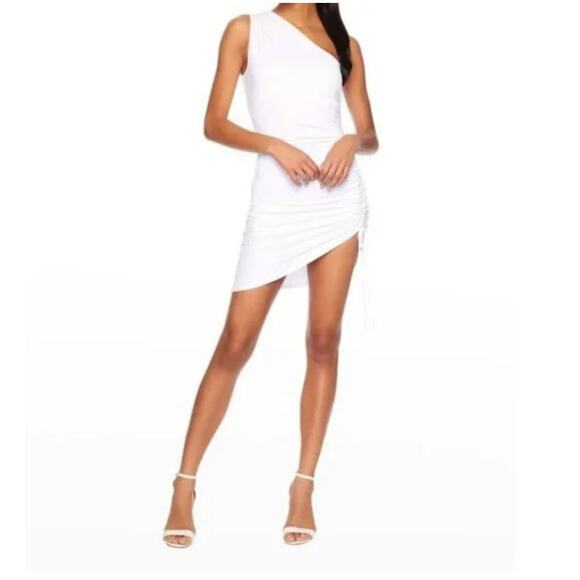 NWT Susana Monaco White "Sugar" Draped Mini One Shoulder Dress - Picture 1 of 7